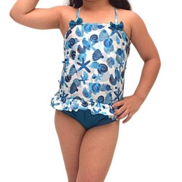 Imagem de Maiô Feminino Infantil Praia Com Lacinhos Na Cintura E Alças - Suspira