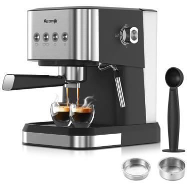 Imagem de Máquina de Expresso Profissional 20 Bar com Varinha de Vapor para Espumar Leite, 110V 1350W, Aeomjk, Preta