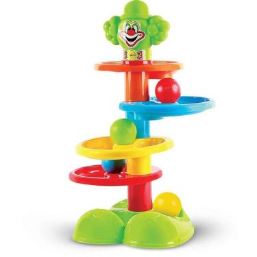Imagem de Brinquedo Educativo Palhaço Pom Estimula Motricidade com 4 Bolinhas Coloridas Desmontável Maral