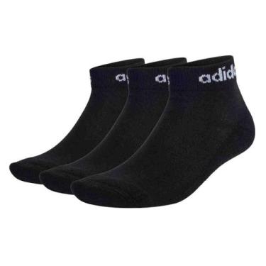 Imagem de Meia masculina cano médio adidas tornozelo linear 3 pares preta -, Pre