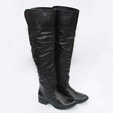 Imagem de bota feminina, estilo montaria em legitimo couro bovino, forrada em tecido espumado modelo 206 cla (35, 206 N.Mestiço Preto)