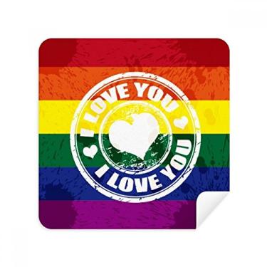 Imagem de Love LGBT Rainbow Postmark Glasses Pano Limpador de tela Tecido de Camurça Pacote com 2