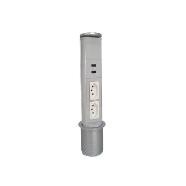 Imagem de Mini Totem De Mesa Manual 2Ele Nbr 10A + 2Usb - Branco