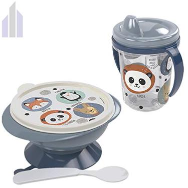 Imagem de Kit Tigela Infantil Bebê e Copo Crescimento Trio Bichinhos