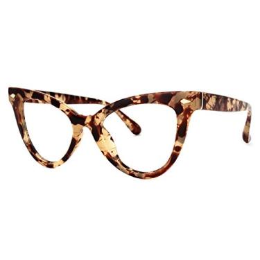 Imagem de VOOGLAM Óculos de Bloqueio de Luz Azul Âmbar Olho de Gato para Mulheres, Antifadiga para Jogos