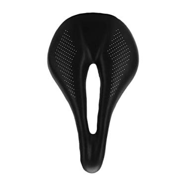 Imagem de Sela de bicicleta oca confortável ventilada de couro de fibra de carbono almofada de assento para bicicleta de estrada (preto) suportes de equitação e armazenamento