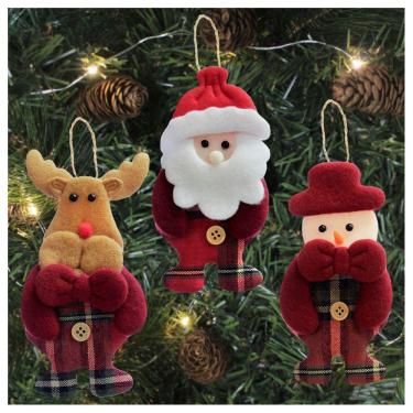 Imagem de Kit 12 Enfeite Árvore Natal Pendente Papai Noel Boneco De Neve Rena 14cm