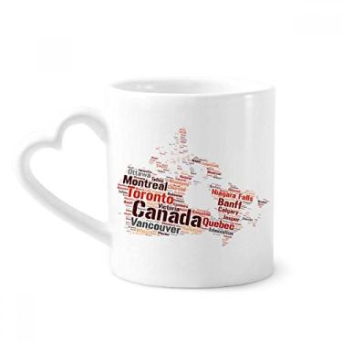 Imagem de Cananda Mapa com nomes de cidades Caneca de café cerâmica copo de coração de vidro