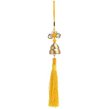 Imagem de Pssopp chinês Feng Shui Bell Felicidade Feng Shui Vintage Bell Yellow Wealth Safe Success Bell Pendant for Hanging Charm Wind Chimes Boa Sorte Bênção