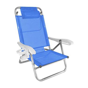 Imagem de Cadeira de Praia Alumínio Reforçada 5 Posições Top Line Azul Zaka 120 KG