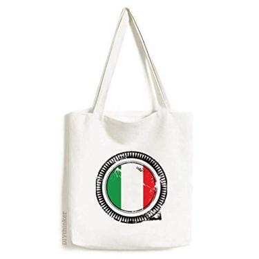 Imagem de Bolsa de lona com bandeira nacional da Itália com estampa de país da Europa, bolsa de compras casual
