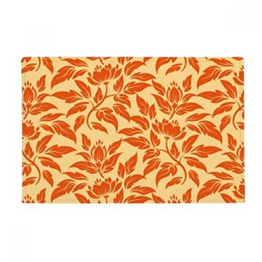 Imagem de DIYthinker Tapete decorativo clássico floral laranja dourado tapete antiderrapante para porta de banheiro