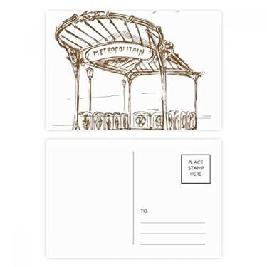 Imagem de Metropolitain Station França Paris Landmark conjunto de cartões postais aniversário correspondência cartão de agradecimento