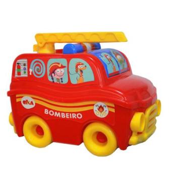 Imagem de Caminhão Sos Resgate Bombeiro Brinquedo Infantil Vermelho Acessórios M