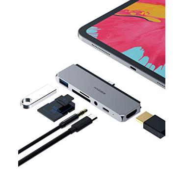 Imagem de Adaptador Hagibis USB C Hub Tipo-C com USB C 60W PD Carregamento, 4K HDMI, USB 3.0, SD/leitor de cartão micro SD, conector de fone de ouvido de 3,5 mm compatível com iPad Pro 2020