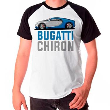 Imagem de Camiseta Masculina Raglan Branca Carro Bugatti Prata Azul (as2, alpha, s, regular)