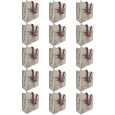 Imagem de Bolsa Ecologica Kit 15 Unidades Sacola Ecobag de Ombro Reutilizavel Multiuso Dobravel Alça Compras Mercado Resistente Lavavel Pratica
