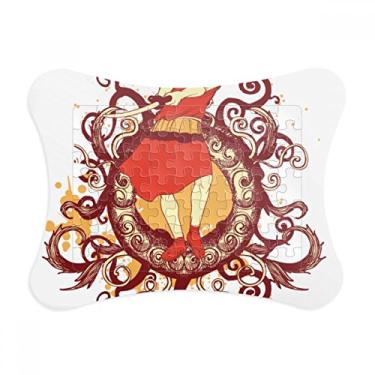 Imagem de Moldura de quebra-cabeça com ilustração de espada Samurai vermelha japonesa enfeite de quebra-cabeça