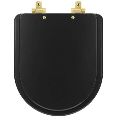 Imagem de Assento Sanitário MDF Soft Close Nexo Onix (Preto Fosco) para Vaso Roca com Ferragem Dourada
