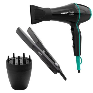 Imagem de Kit Taiff - Secador Style Preto 2000W 220V + Prancha Ceramic 180ºc + Difusor De Ar Smart