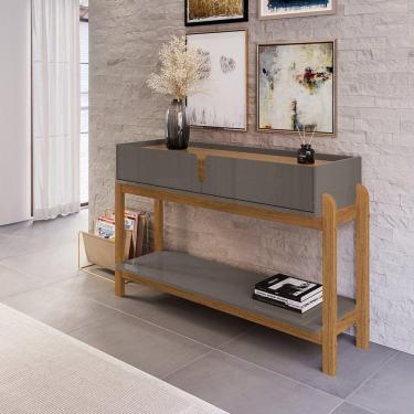 Imagem de Aparador para Sala de Estar 2 Gavetas Lizz Cinza Perola/Cedro