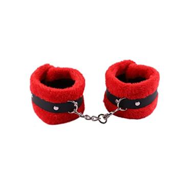 Imagem de Kicomvi Pulseira de algema fofa de pelúcia macia para pernas, punhos, tornozeleiras com corrente removível para mulheres e homens, amantes, casais, cosplay, joias de ioga, pelucia, pelúcia