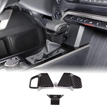 Imagem de Capas de freio de mão de marcha de câmbio de carro compatíveis com Toyota Tundra/Sequoia 2022-2023 console central automático inferior do carro botão de mudança de marcha capa de proteção de cabeça adesivo decorativo ABS acessórios interiores