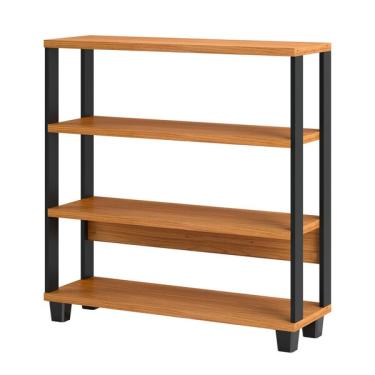 Imagem de Estante Livreiro Baixa Estilo Industrial F23 Freijó/preto Fos
