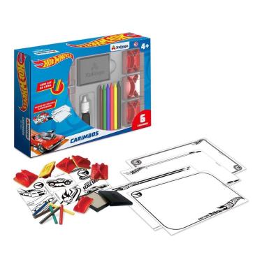 Imagem de Carimbo Almofada Desenho Hot Wheels Com Giz De Cera Colorir