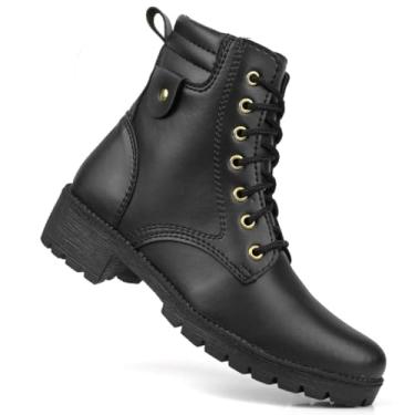 Imagem de Coturno Bota Feminina Casual Cano Baixo Ziper e Cadarço Mulher Fashion Blogueira Conforto (Preto, BR, Adulto, Numérico, 35)