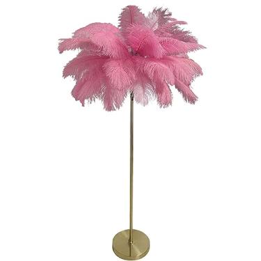 Imagem de Lâmpada de pena Candeeiros de chão para sala de estar Corpo de lâmpada dourada com interruptor de pé Lâmpada de pé regulável Adequado para decoração de quarto lâmpada para lâmpada LED G4*5