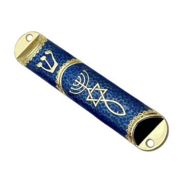 Imagem de Generic Capa de capa mezuzá judaica de 4,1 polegadas artesanal ornamento de porta presente judaico para feriados judaicos, Azul