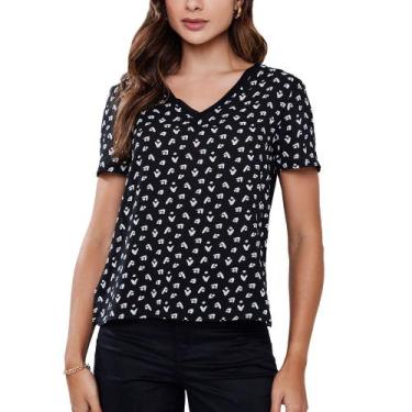 Imagem de Blusa Feminina Infini Mc Estampada Preta - S34305