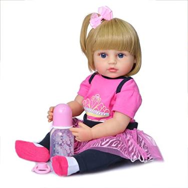 Imagem de Boneca Baby Reborn Original 50cm com Acessórios – Silicone Realístico, Cabelos Castanhos, Brinquedo para Meninas e Meninos, 100% Diversão, Multicor e Surpresas. (Camiseta da Coroa)