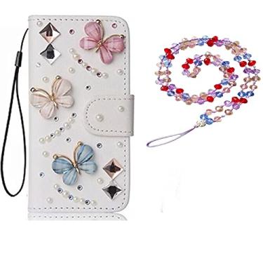 Imagem de Capa para Samsung Galaxy M22, capa protetora de couro brilhante e alça de pescoço [suporte] [compartimentos para cartões] [fecho magnético] para Samsung Galaxy F22 (# 3)