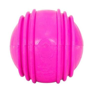 Imagem de Brinquedo Furacão Pet Bola de Borracha Maciça Rosa com Friso para Cães