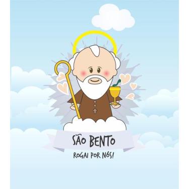 Imagem de Almofada Com Enchimento Oração Santinhos São Bento - Core Decore