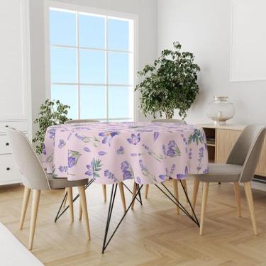 Imagem de Toalha De Mesa Redonda Tecido Oxford Lavanda Flores TL327 - 140x140cm 