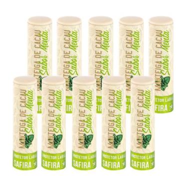 Imagem de Kit 10 Protetores Labiais Manteiga Cacau Sabor Menta Safira - SAFIRA C
