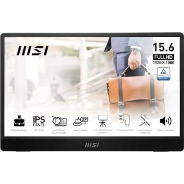 Imagem de MSI Monitor portátil Pro MP161 E2, 39.6 cm FHD IPS 1080p, USB Type-C, Mini-HDMI, alto-falantes embutidos, perfeito para PC, Mac, PS5, PS4, Xbox, celular, cinza metálico