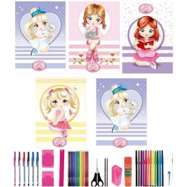 Imagem de Kit 10 Cadernos Girls Brochurão 96 Folhas Com 40 Itens - Maxima cadern
