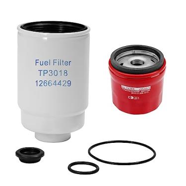 Imagem de Kit de filtro de combustível e filtro de óleo compatível com transmissões Allison 1000 2000 2400, motor diesel Duramax 6.6L, 01-16 Chevy Silverado/GMC Sierra 2500HD 3500, Replace# 29539579, TP3018, TP3012, 12664429 e