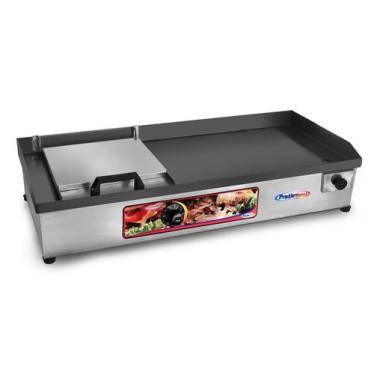 Imagem de Chapa De Lanche 70x30 Elétrica Com Prensa - Pratic Metal, 220V