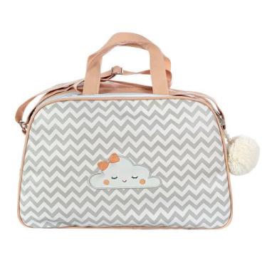 Imagem de Bolsa Maternidade Nuvem Chevron Cinza e Rosê G - Talismã