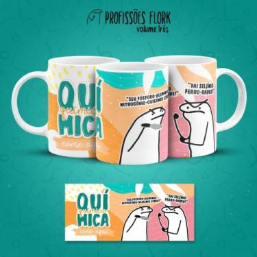 Imagem de Caneca Porcelana Xícara Personalizada Profissão Química Flork trabalho