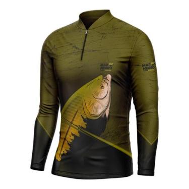 Imagem de Camiseta Pesca Camisa Masculina Combate Brasil Camuflada Peixe  Proteç