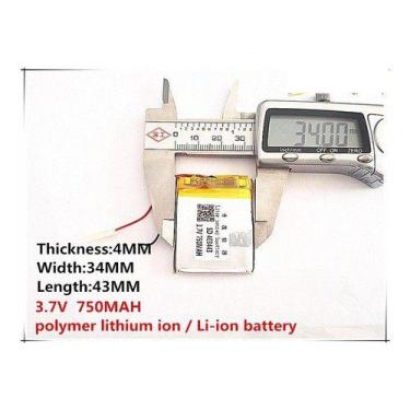 Imagem de Bateria 3,7v 750mah 4mm X 34mm X 43mm Rastreador - KMIG
