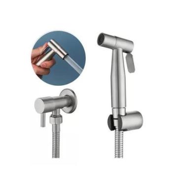 Imagem de Ducha Higiênica 1/4 Volta Luxo Prata Gatilho Inoxidável 304 - Brinovar