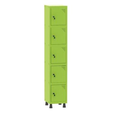 Imagem de Armário Guarda Volume Locker Roupeiro 1 Vão 5 Portas Aço GRF501/5 Verd