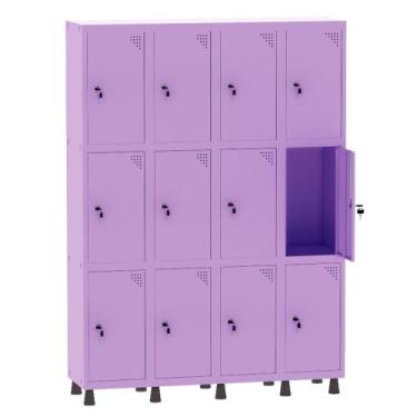Imagem de Armário Guarda Volume Locker Roupeiro 4 Vãos 12 Portas Aço GRF504/12 L